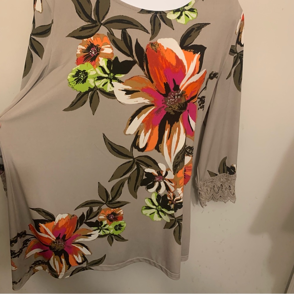 Alfani Floral Tunic 3/4 Sleeve Top Sz XL - Picture 7 of 11